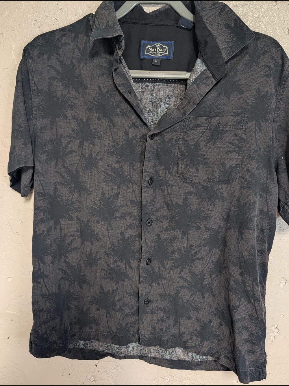 Nat Nast Luxury Originals Silk Blend Black Palm Print Shirt